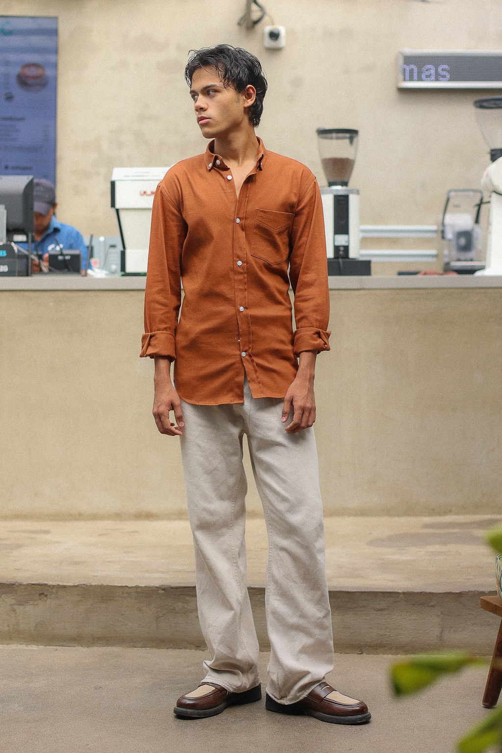 Burnt orange Oxford Shirt with classic fit