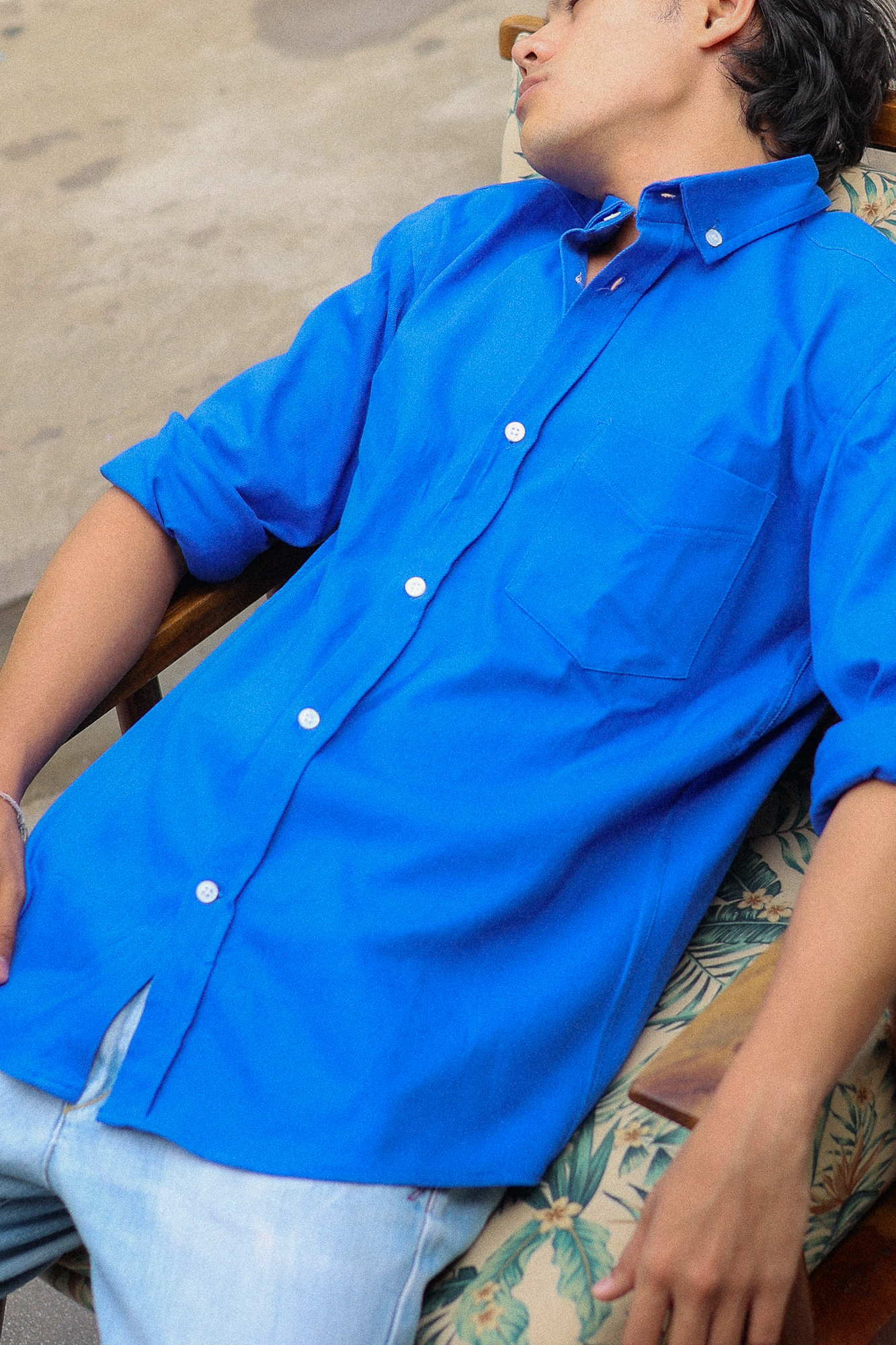 Royal blue Oxford Shirt with classic fit