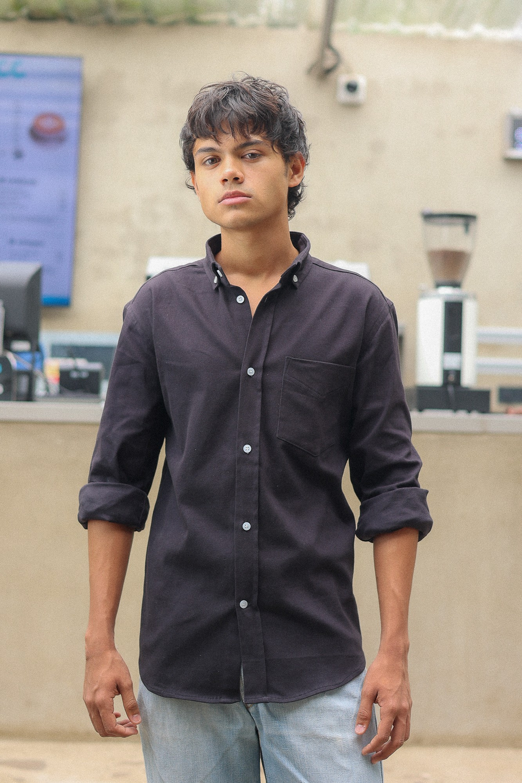 Ink Black Oxford Shirt with classic fit