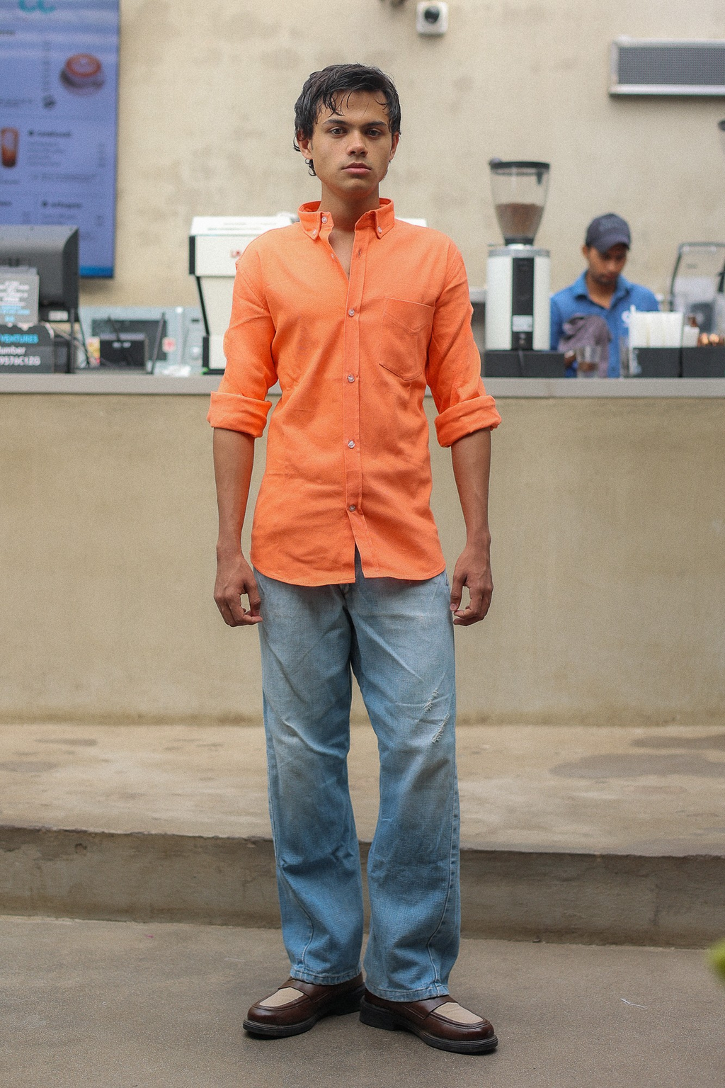 Apricot Oxford Shirt with classic fit